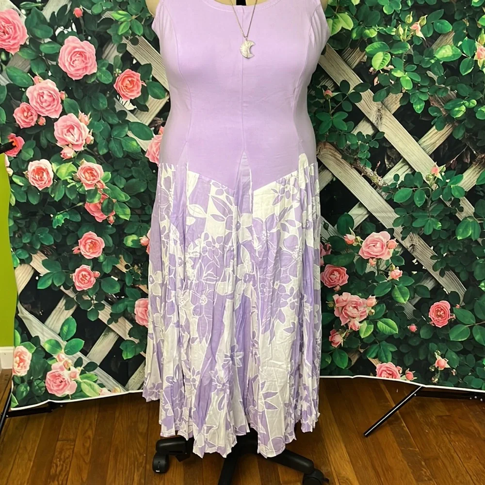 Light violet and white floral Especially Yours Studio Y sleeveless dress size XL - Picture 2 of 6